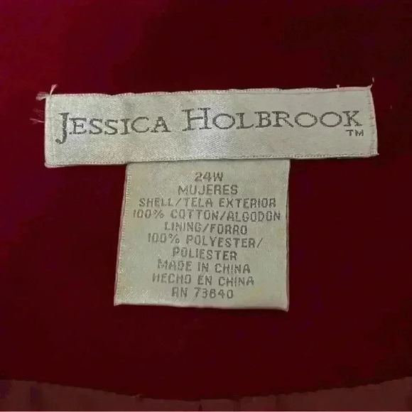 Jessica Holbrook Vintage Red Velvet Blazer Size 24W - Picture 4 of 6